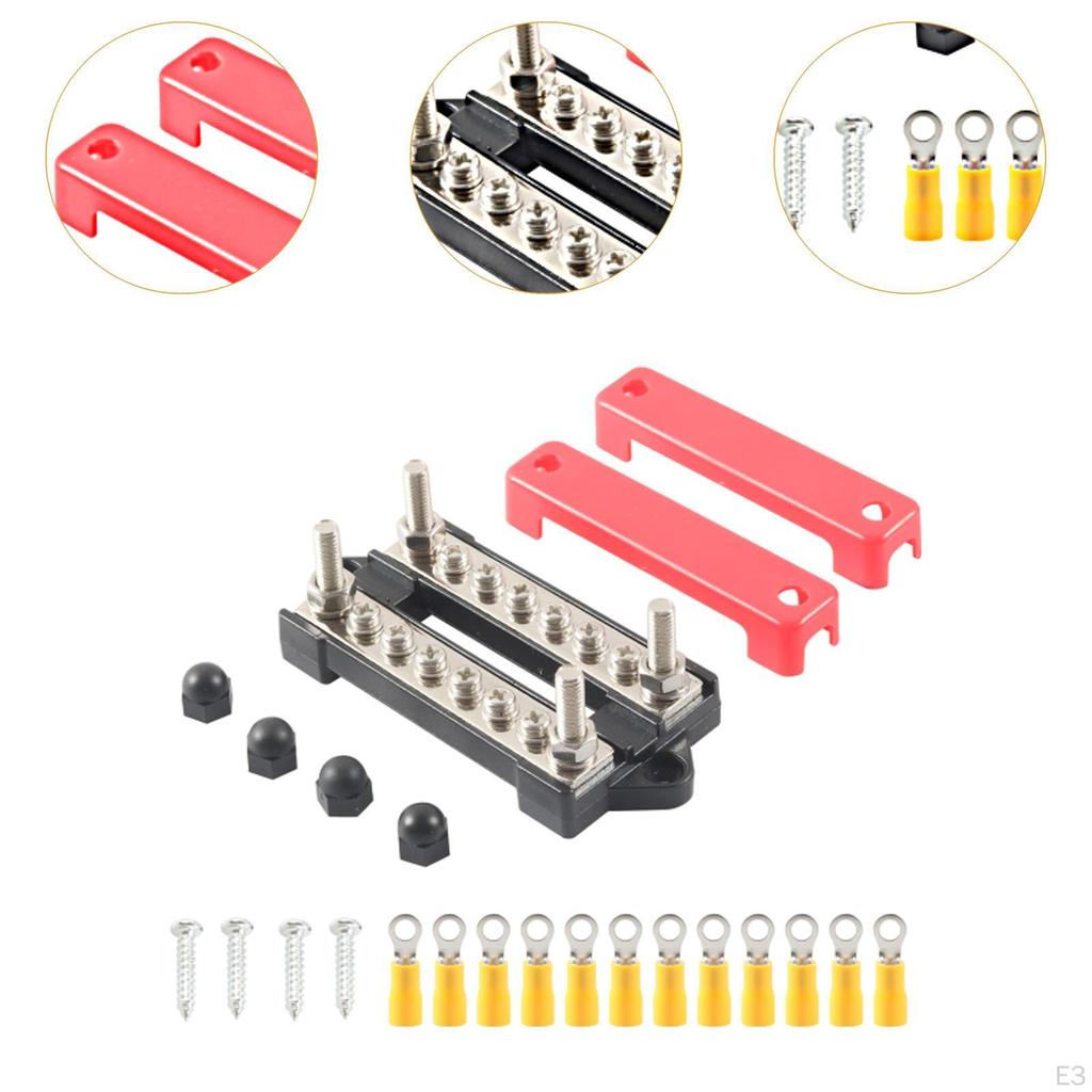 6 Way Power Distribution Block 150A with Cover Marine Bus Bar Battery Busbar for ATV Boat UTV Car