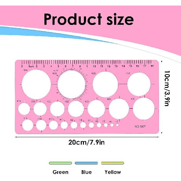 4 Pcs Circle Template for Drawing Circle Stencils Drafting Tools Set Stencil Maker Rulers,Digital Measuring Templates Rulers for Office,