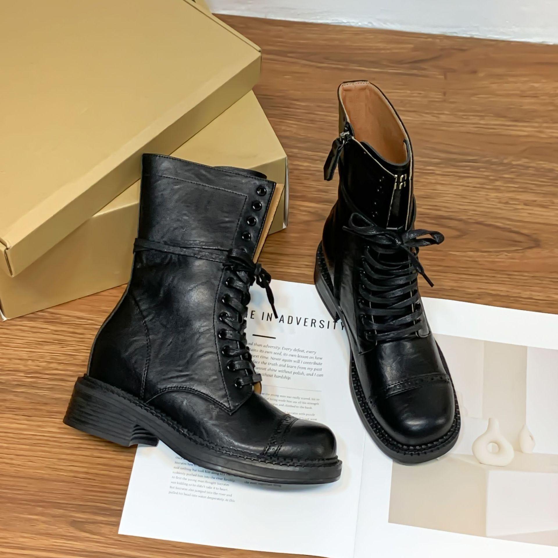 

Internet celebrity retro Martin boots premium sense washed horse leather pattern short boots 2025 winter new Chengdu women s boots 34
