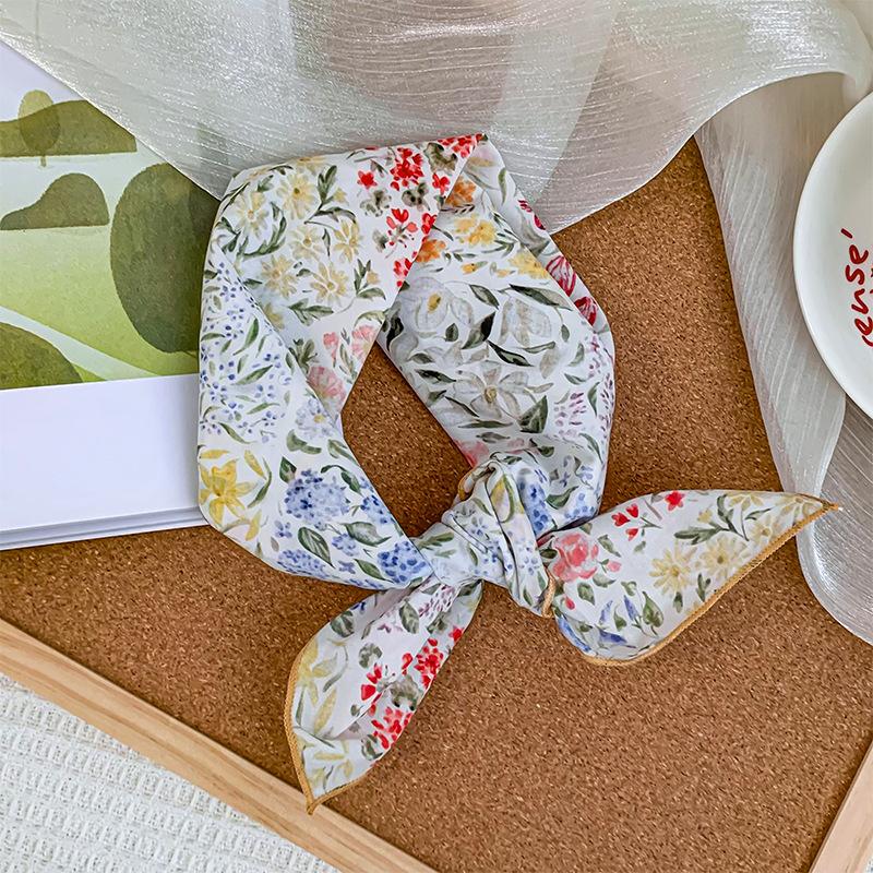 58 cotton and linen square scarf headscarf autumn versatile small floral women's thin small fresh decorative silk scarf