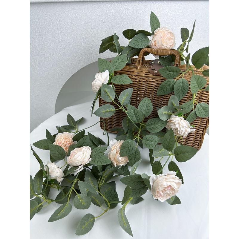 

Искусственный цветок пион цветок лоза имитация зеленого растения вьющаяся лоза для внутреннего потолка настенное украшение Peony Vine шампанского