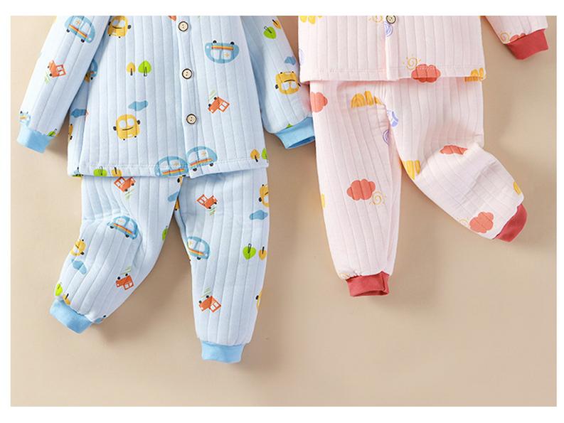 Newborn Three-Layer Warm Cotton Pajamas & Cardigan Set - Infant Class A Clothing