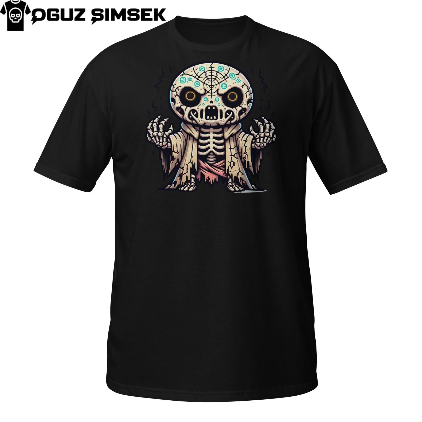 Undead Spellcaster T-Shirt Mens Womens Tees Top | Skeleton Wizard with Magic Aura | Gothic Mage Tee XL