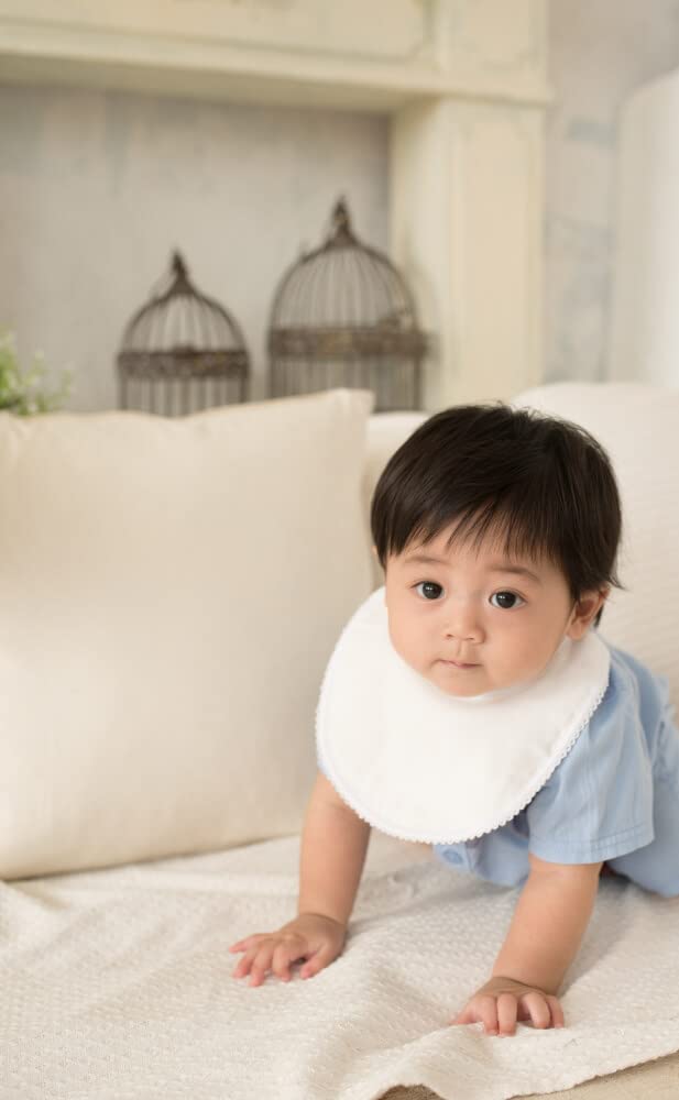 hugbaby Basic Set of 3 Gauze with Waterproof Detachable Made in Japan Bibs, (Boxed), 4-Layer Sheet, Snaps,