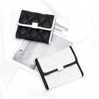 Short Wallet Women's Leather Niche Ins Style Rhombus Three-fold Wallet 2025 New Multi-card Women's Short Wallet
