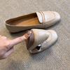 Sheepskin Version~ Leather Loafers Women's New One-pedal British Style Small Leather Shoes Commuter Flats French Single Shoes
