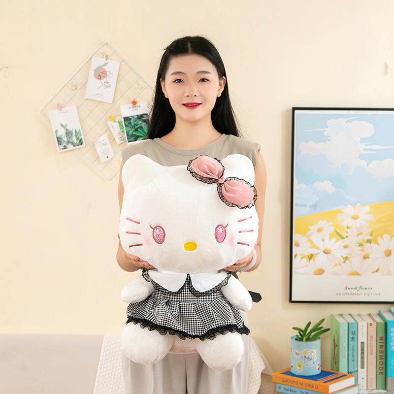 Plush Doll Boutique Black KT Cat Throw Pillow Scissor Machine Exchange Doll Gift