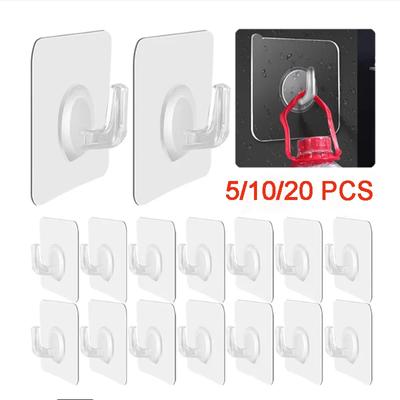 5/10/20Pcs Self-adhesive Hook Transparent Door Wall Hook Child Heavy Load Rack Kitchen Bathroom Towel Key Rack Sticky Hook