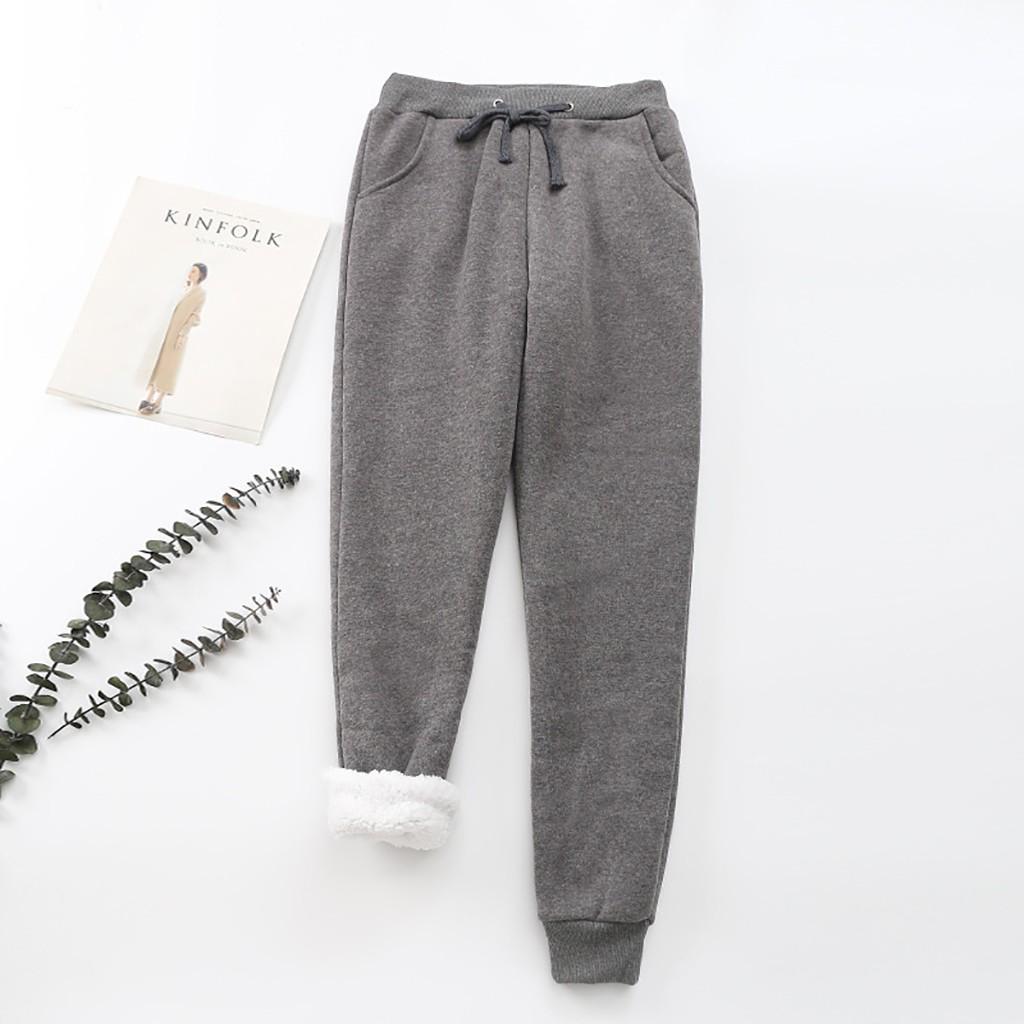 Ladies Color Big Yard Filling Loose Thickening Show Thin Warm Pants Trousers