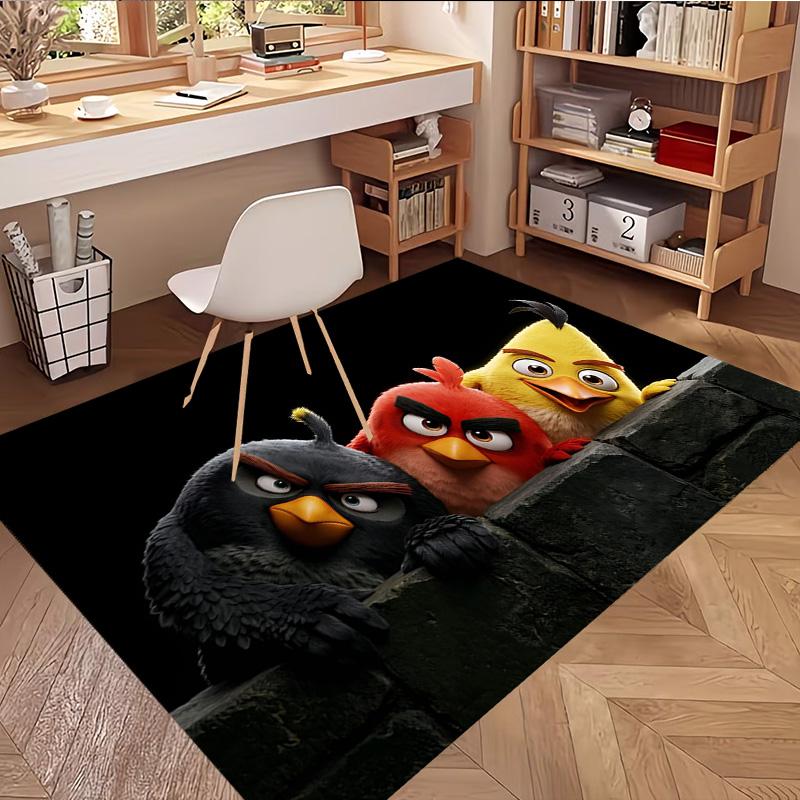 Angry Birds Print Rug, Washable Floor Carpet, For Entryway Dorm Laundry Room Office Study, Home Decor Birthday Christmas Gift