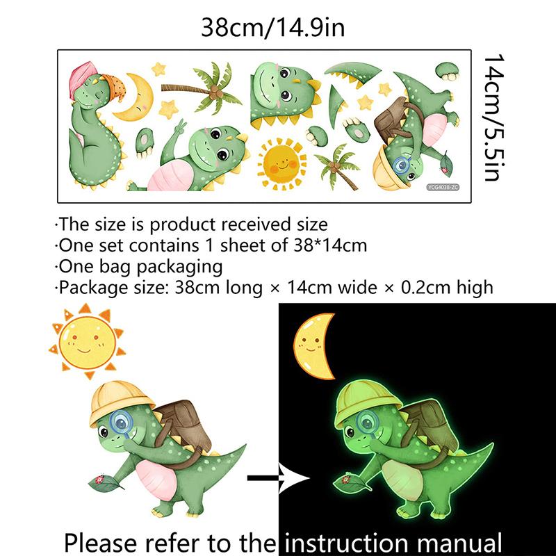 Glow-In-The-Dark Dinosaur, Sun, And Moon Light Switch Stickers For Bedroom And Living Room Decorative Walls.