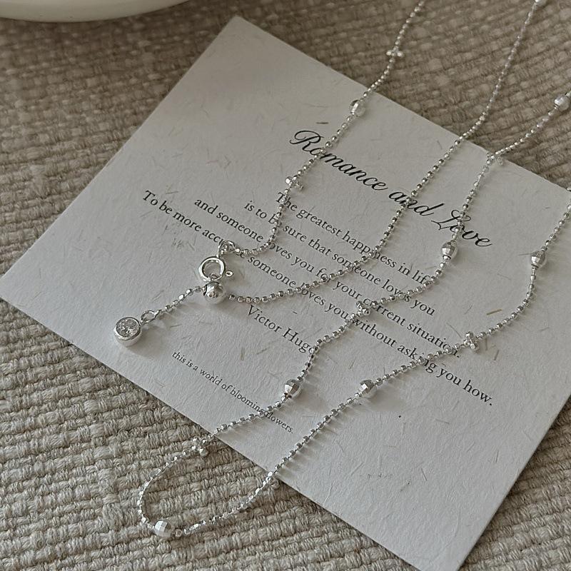 925 Sterling Silver Tassel Pendant Chain Necklace with Cubic Zircon Beads Trendy Long Chain Necklace for Women for Engagement