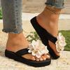 Plus-size Flower Flip-flops, Comfortable Non-slip Slippers for Women, Flat Shoes for Women