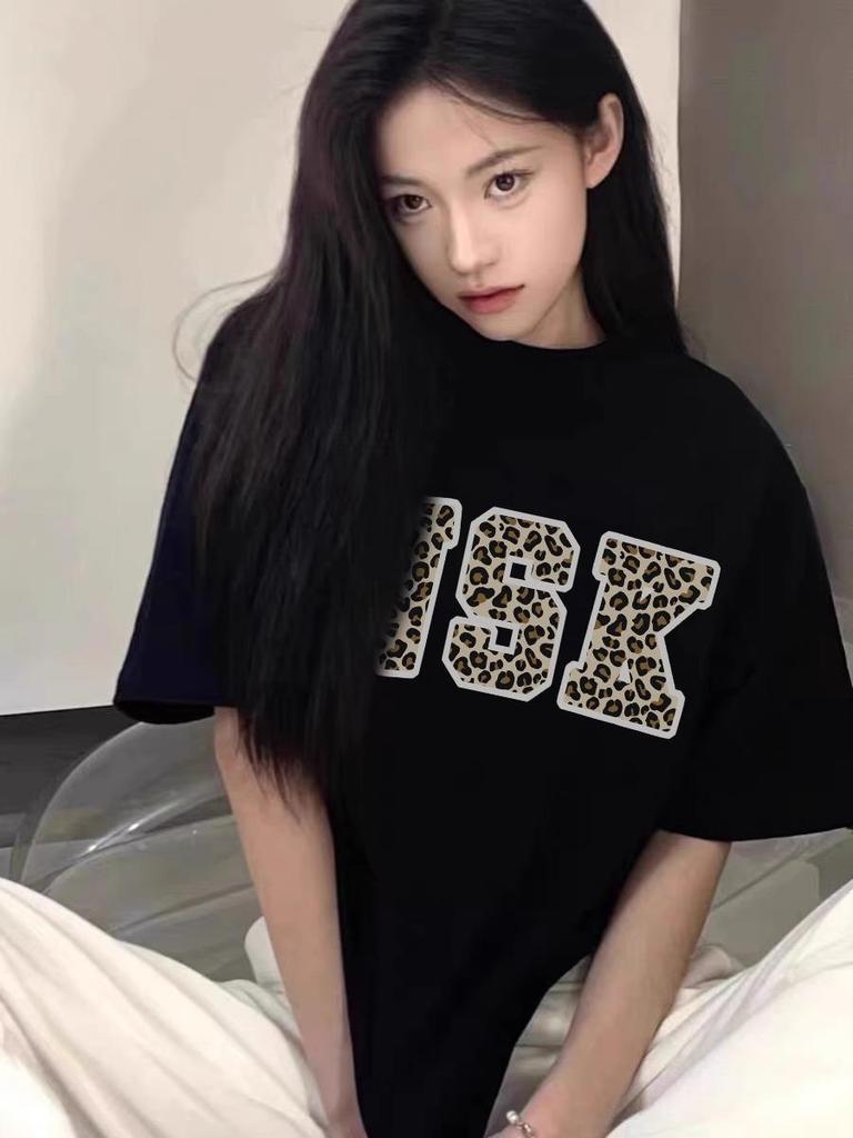 2025 New Women's Plus Size Black Pure Cotton Short-Sleeve T-Shirt - Loose Fit, Straight Shoulder