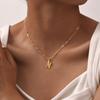 Stainless Steel Plated 18K Gold Small Square Chain Three-Dimensional 26 Letter Pendant Necklace Fashion Jewelry Nc-1958
