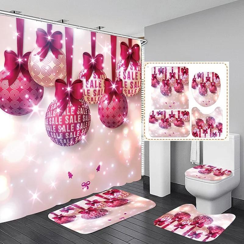 

Merry Christmas Decor Shower Curtain Santa Elk Christmas Waterproof Polyester Curtain W60H190(CM)-1 Pcs