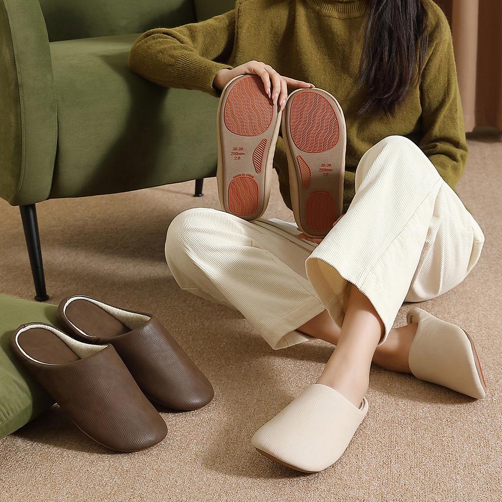Couple Japanese floor mop 2025 autumn and winter new soft bottom indoor home silent non-slip waterproof cotton slippers
