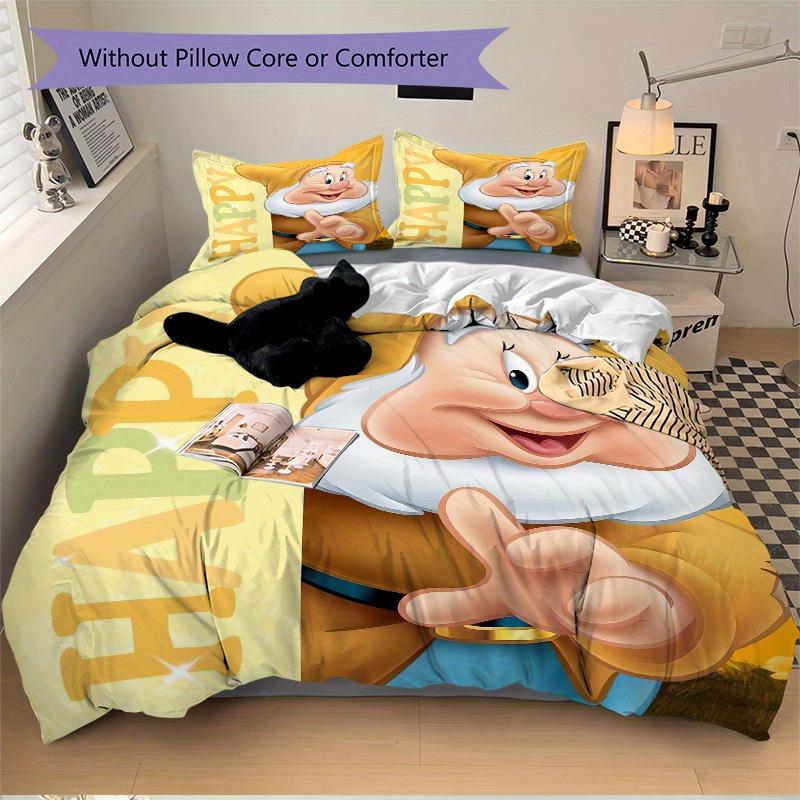 3pcs Happy Dwarfs Print Bedding Set (1 Cover + 2 Pillowcases, Without Inserts) D041