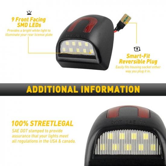 2 White For Sierra GMC 1500 2500 3500 HD LED License Plate Light Car Accessories