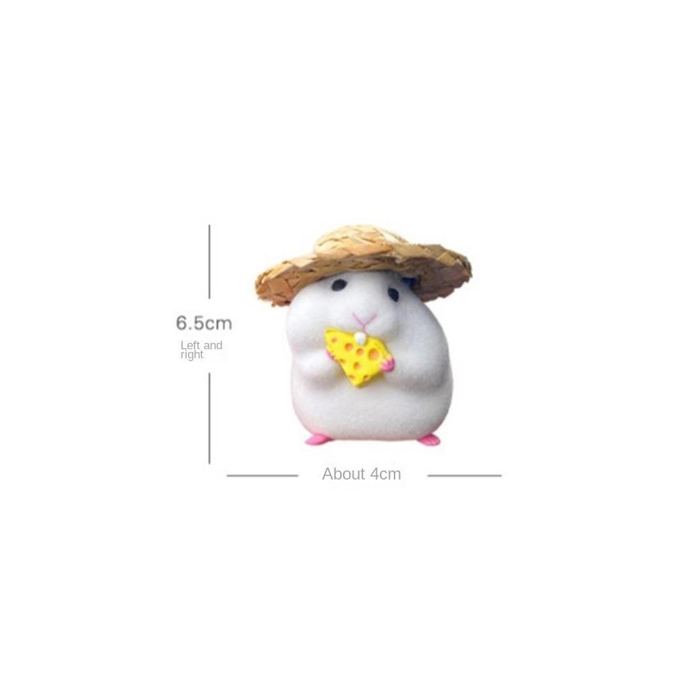Kawaii Car Ornament Hamster With Straw Hat Hamster Toy Doll Auto Accessory Hamster Blind Box