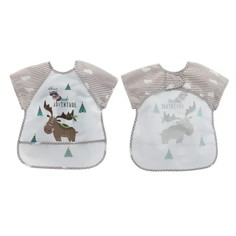 0-3Y Baby Burp Clothes Waterproof Eating Smock Infant Toddler Baby Cartoon Sleeveless Art Apron Animal Smock Soft Baby Bib