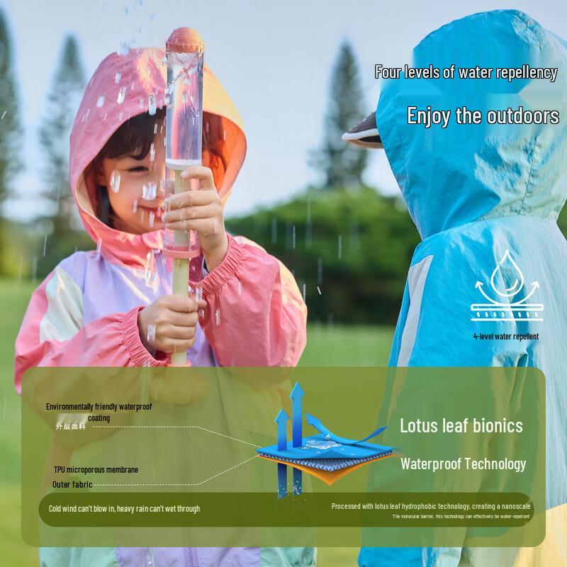 DUDUJIA Kids Water-Repellent Spring Outdoor Hooded Jacket 100