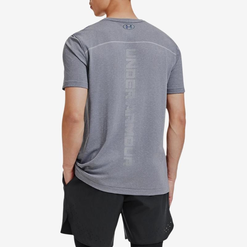 Under Armour Rush Vanish Elite American Vintage Round-Neck Short-Sleeve T-Shirt With Back Letter Print Men Tops Rhino-Gray 1382799-025