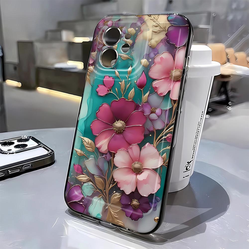 Vintage Flowers Clear Case for IPhone 16 15 14 13 12 11 Pro Max X XS Max XR 7 8 Plus Case 16E