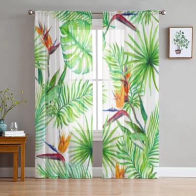 Tropical Exotic Bird Sheer Curtains for Living Room Transparent Tulle Window Treatments Bedroom Kitchen Home Decor Veil Drapes