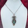 Chrysoprase Pendant Owl Gemstone Pendant Copper Wire Wrapped Handmade Jewelry
