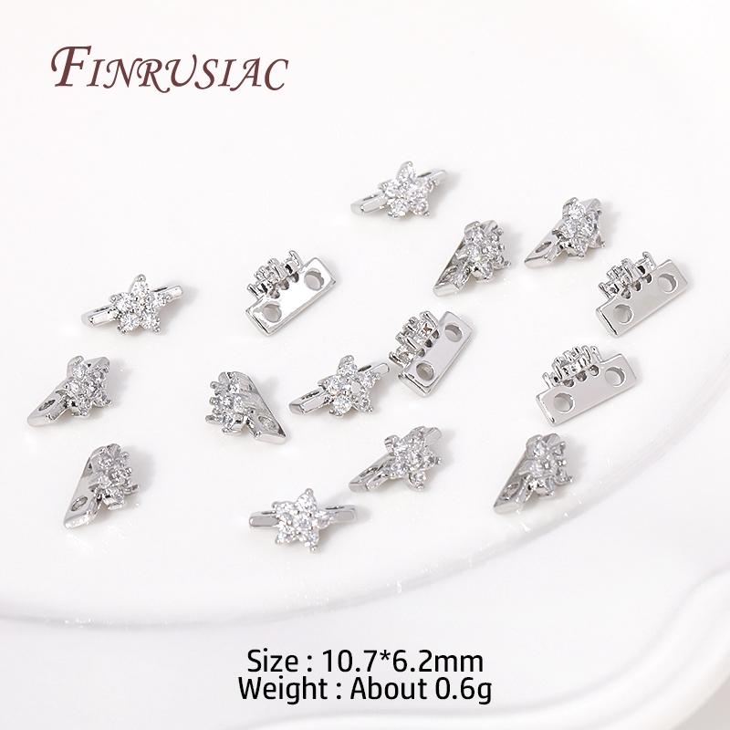 18K Gold Plated Multi-designs Zircon Flower Spacer Bars 2/3 Holes Separators for Strand Beads Jewelry Making Accessories