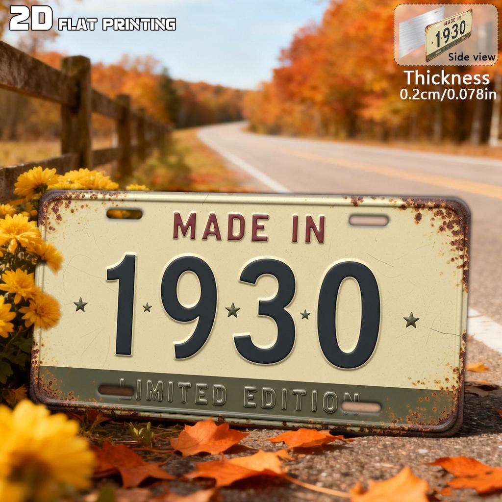 Vintage City Year Landscape Print Metal License Plate Sign Retro D Flat Printed Tin Plaque Wall Decor for Home Bar