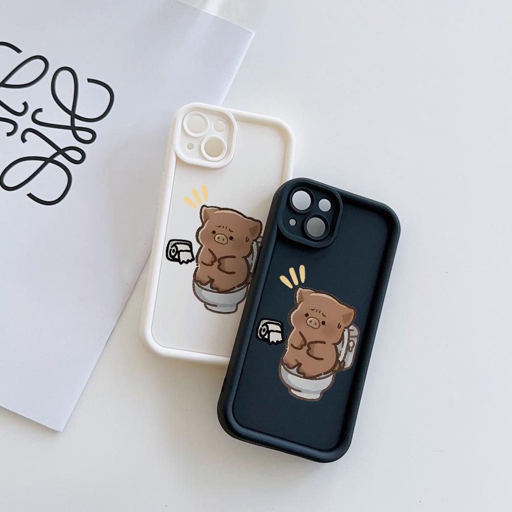 Funny Poop Piggy Pattern Soft TPU Phone Case for iPhone 17 Air 16 15 14 Pro Max Plus 13 12 Mini 8 7 X Xs Back Cover