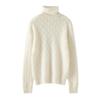 Women's Pure Cashmere High Neck Crochet Knit Sweater