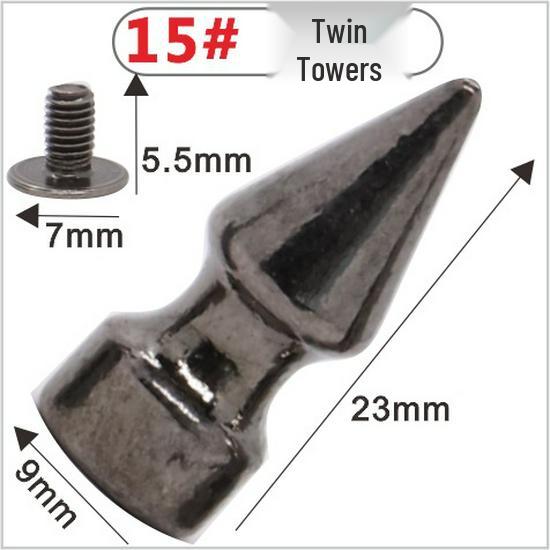 Punk Spike Alloy Bullet Rivet Horn Cone with Base Screw for Apparel, Bags, Shoes