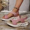 2025 summer new large size foreign trade women's shoes casual elastic strap rear strap lightweight polyurethane platform sandals women