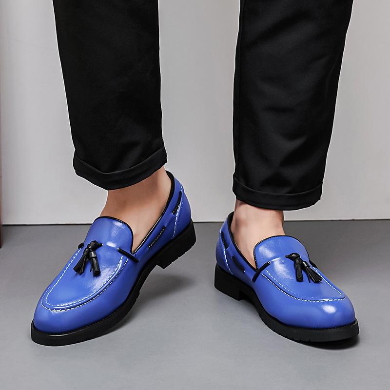 British Large Size Fringed Lazy Person One-pedal Loafers Men's Business Casual Leather Shoes Driving Shoes Youth Shoes