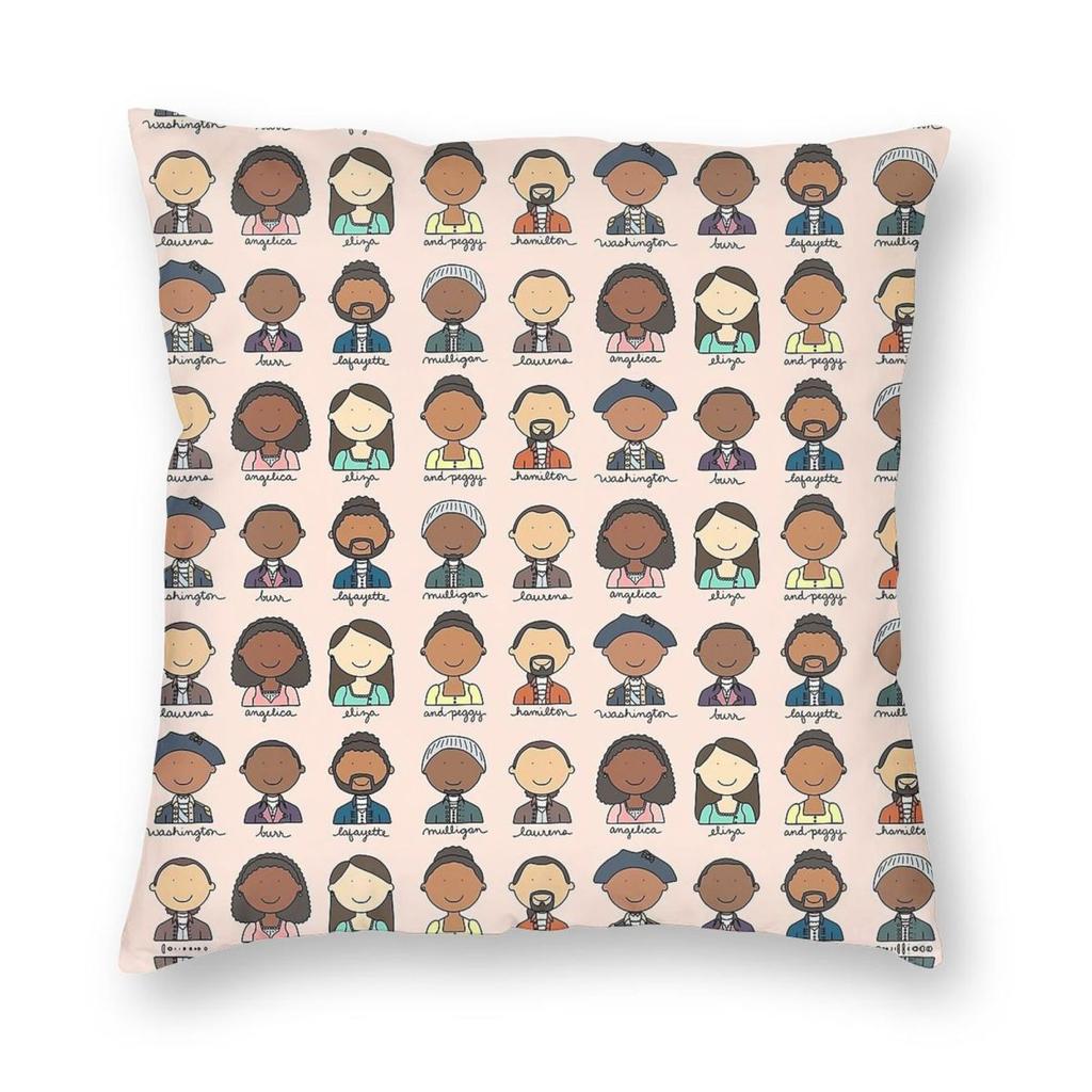 Hamilton Musical Characters Square Pillowcase Polyester Linen Velvet Printed Zip Decorative Sofa Seater Cushion Cover