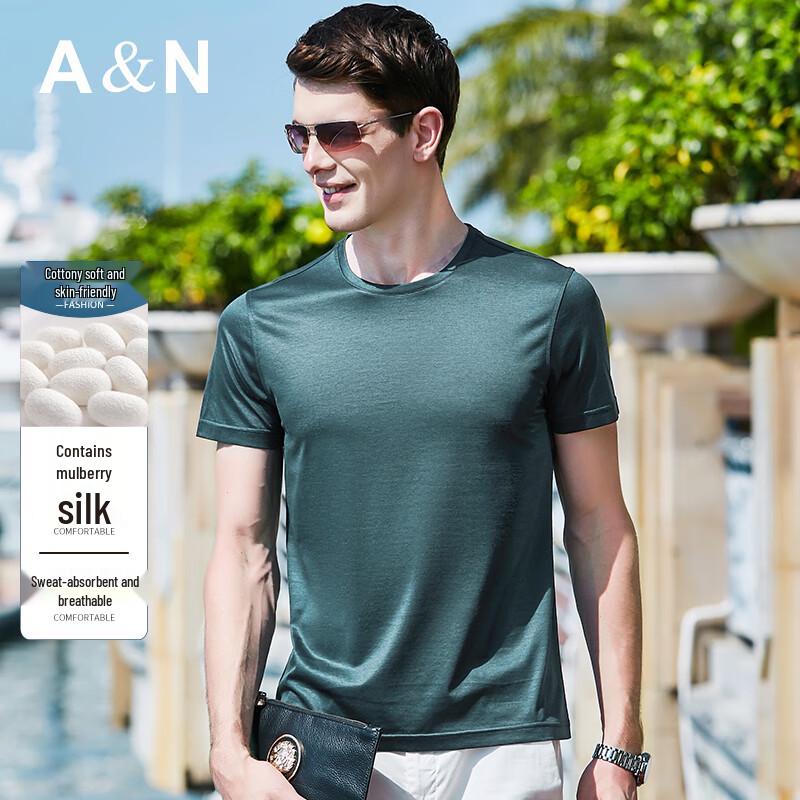 Antonio Men s Silk-Blend Crew Neck T-Shirt M