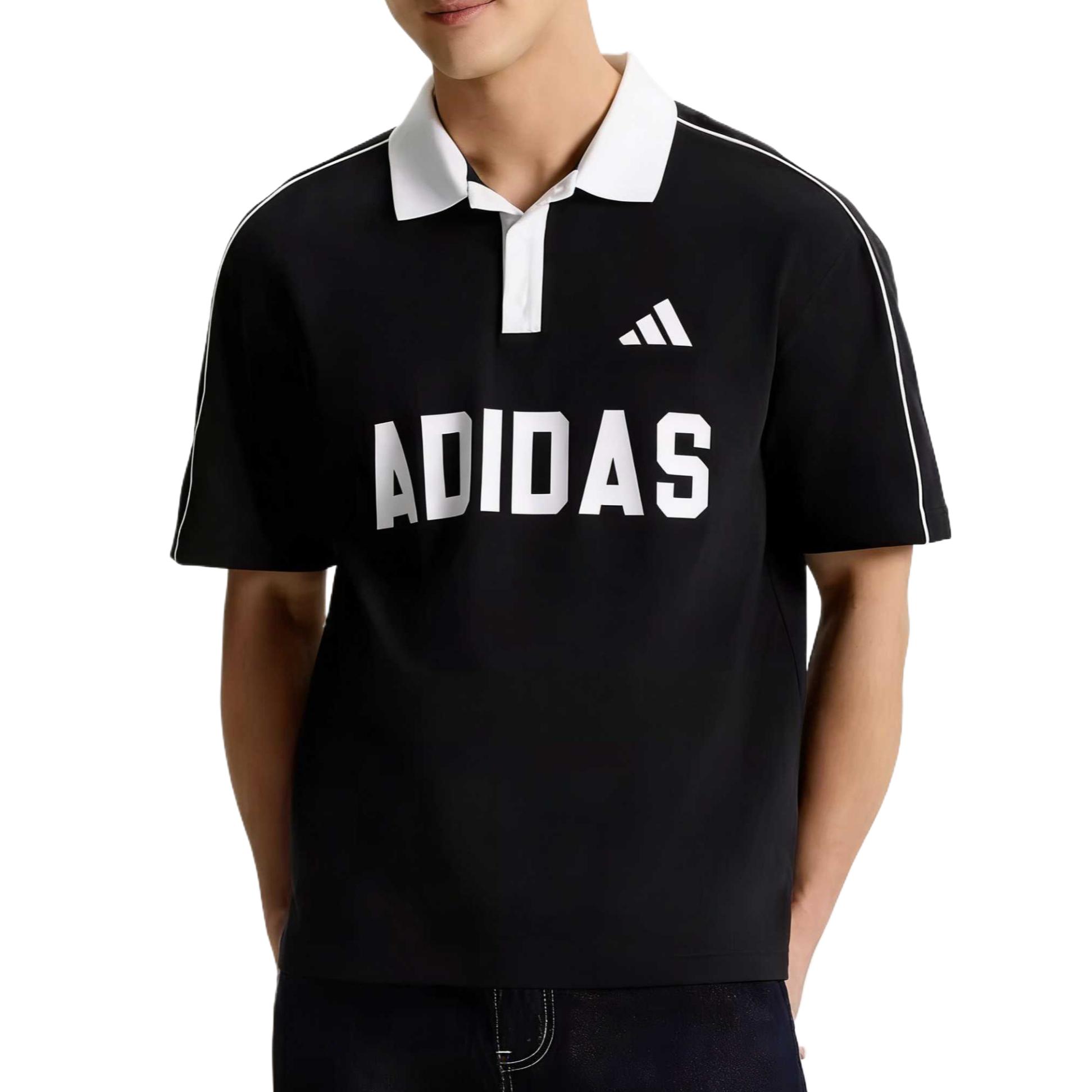 Adidas Polo Shirts Unisex Black Polo Collar Moderate KW8116 L