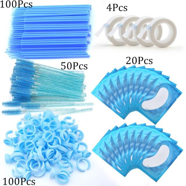 Eyelash Extension Supplies Kit Mascara Applicator Lashes Brush Crystal Cotton Swabs Glue Ring Tape Eye Pad Eyelashes Makeup Tool