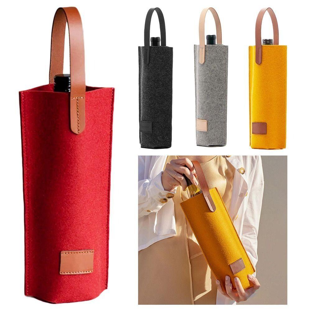 Solid Color Wine Bag Single Double Wine Carrier Bag Simple Felt Bag