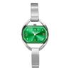 YaLaLuSi Elegant Gold Bangle Ladies Watch Green Dial Tiny Crystal Index Quartz Wristwatch Vintage Watch Premium Gift Box