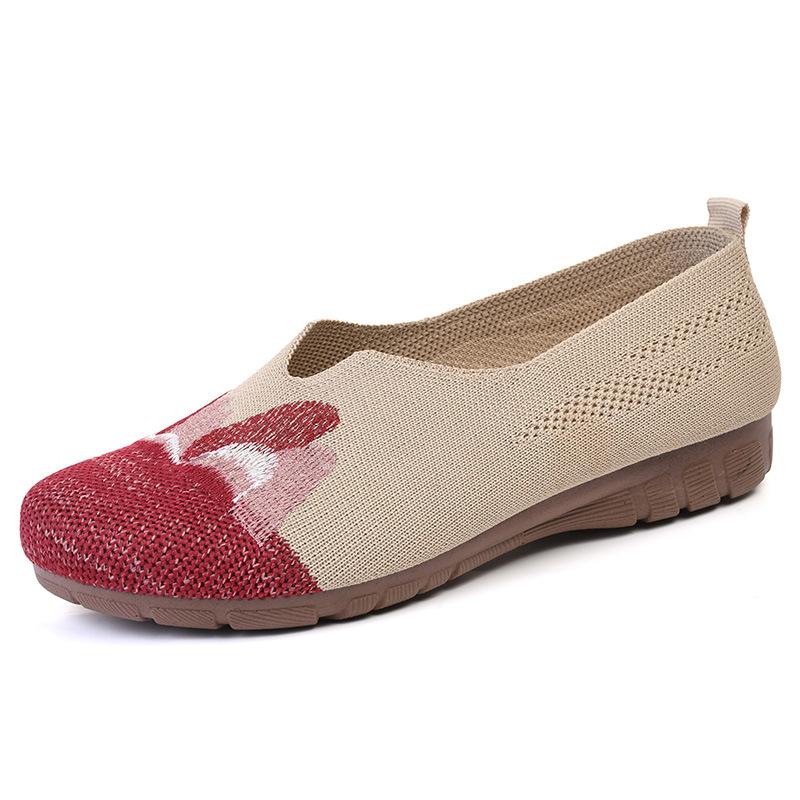 Summer new old Beijing cloth shoes women's light soft sole comfortable middle-aged and elderly mother shoes flat-soled round head casual single shoes