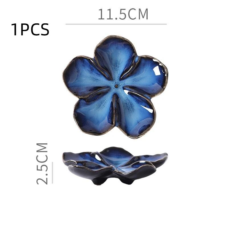 Vintage Ceramic Flower Shaped Craft Dish Multi-Color Dipping Sauce Small Bowl Creative Kitchen Gift