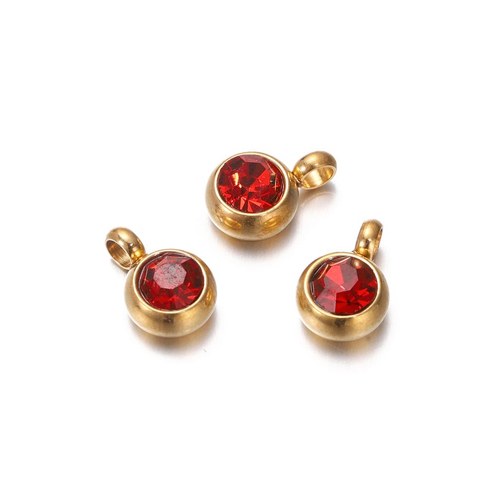 10Pcs 6mm Stainless Steel Birthstone Necklace Pendant Jewelry Making Rhinestone Charms For Women Earrings DIY Accessories Gift