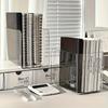 1pc Plastic Book Stand Organizer with Multiple Compartments - Clear Desktop File Holder for Office, Home, Bookshelf Decorations