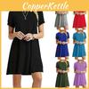 Stylish Women's Summer Tunic T-shirt Dress With Short Sleeves And Solid Colors