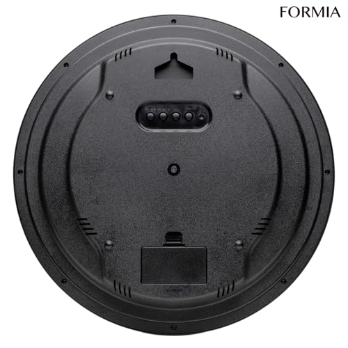 Formia Wall Clock, Radio-Controlled, Quiet, with Temperature and Humidity Monitors, Date, Calendar, Day of the Week, and Nighttime Stop Function, Brow
