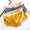 Men Boxer Underwear Mid-rise Tight Cut High Elasticity Shorts Briefs Patchwork Color Ribbed U-Convex Panties